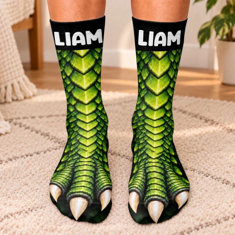 Custom Dragon Scales and Claws Gifts for Kids - Personalized Middle Tube Socks