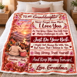 Custom Name Floral Sunset Gifts For Granddaughter - Personalized Blanket
