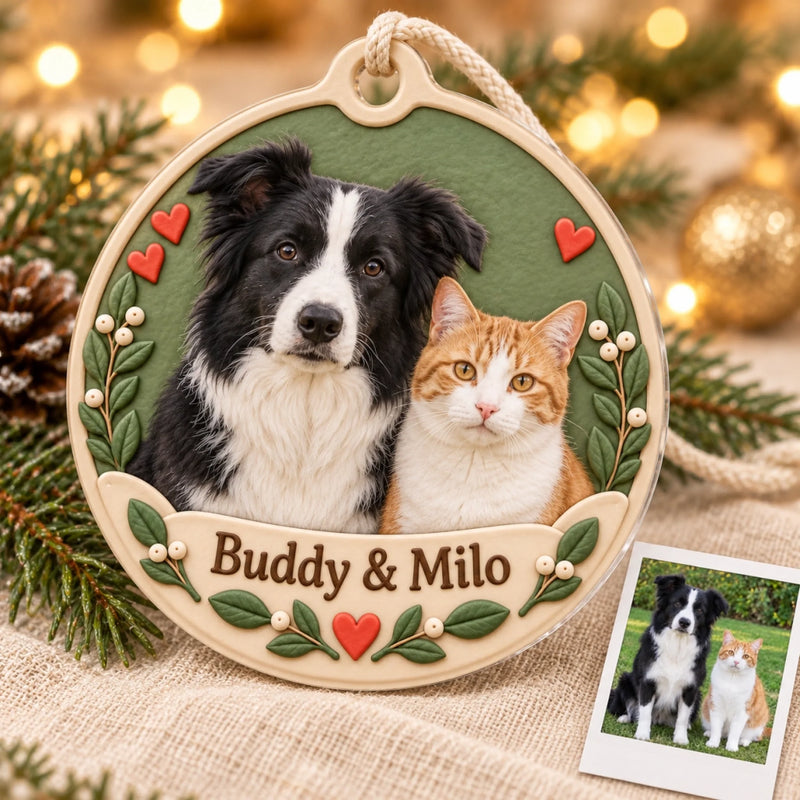 Custom Faux Clay Photo Kids Christmas Gifts - Personalized Acrylic Ornament
