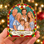 Custom Stained Glass Photo Family Christmas Gifts - Personalized Acrylic Ornament