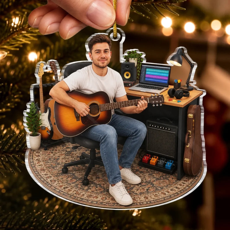 Custom Photo Guitar Player Gifts For Music Lovers - Personalized Acrylic Ornament