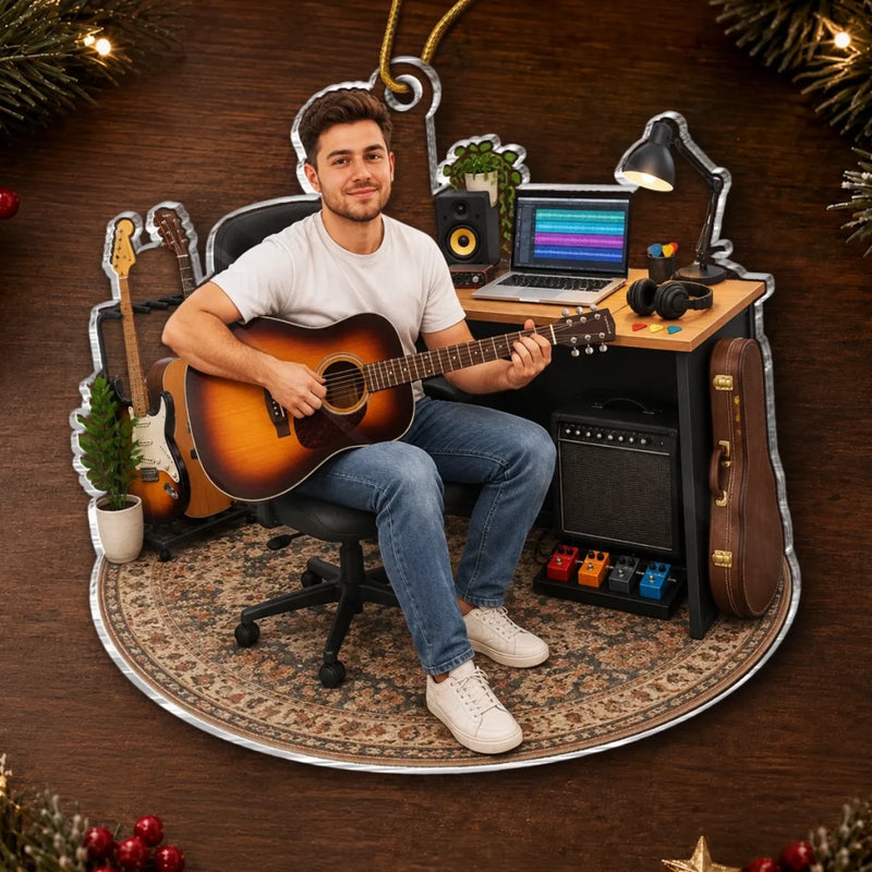 Custom Photo Guitar Player Gifts For Music Lovers - Personalized Acrylic Ornament