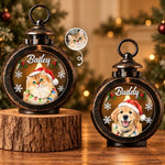Custom Pet Photo Vintage Christmas Gifts For Dog And Cat Lovers - Personalized Candlelight Lantern Ornament
