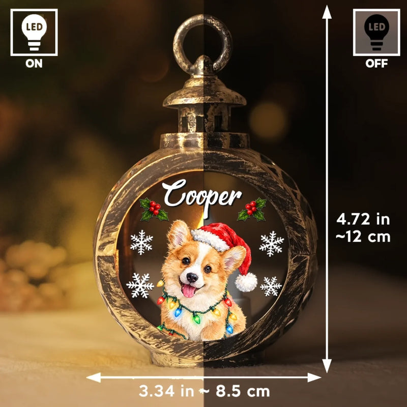 Custom Pet Photo Vintage Christmas Gifts For Dog And Cat Lovers - Personalized Candlelight Lantern Ornament