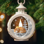 Custom Pet Photo Sleeping In Loving Memory Christmas Gifts For Dog And Cat Lovers - Personalized Candlelight Lantern Ornament