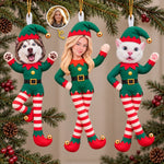Custom Photo Face Christmas Elf Funny Gifts For Family, Pet Lovers - Personalized Poseable Plush Doll Ornament