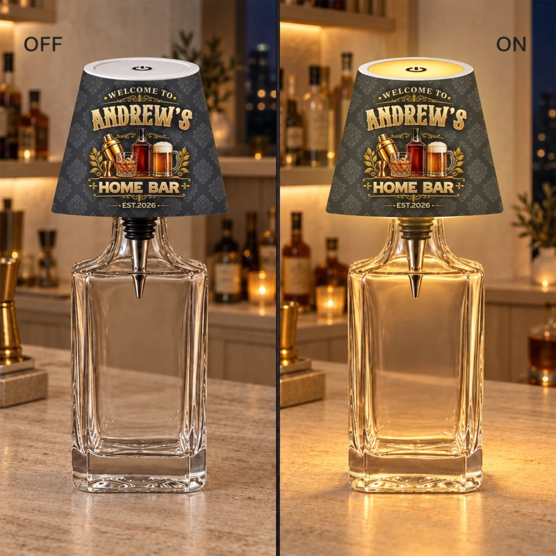 Custom Welcome To My Home Bar Decor - Personalized LED Bottle Light Topper