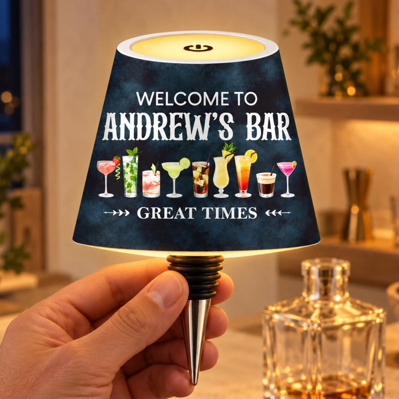 Custom Welcome To My Home Bar Decor - Personalized LED Bottle Light Topper