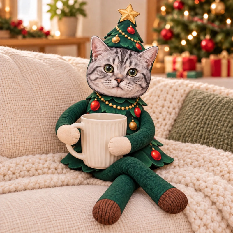 Custom Photo Christmas Tree Costume Gifts - Personalized Poseable Plush Doll