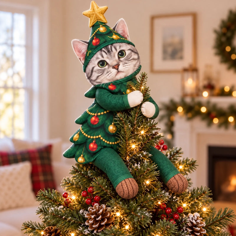 Custom Photo Christmas Tree Costume Gifts - Personalized Poseable Plush Doll