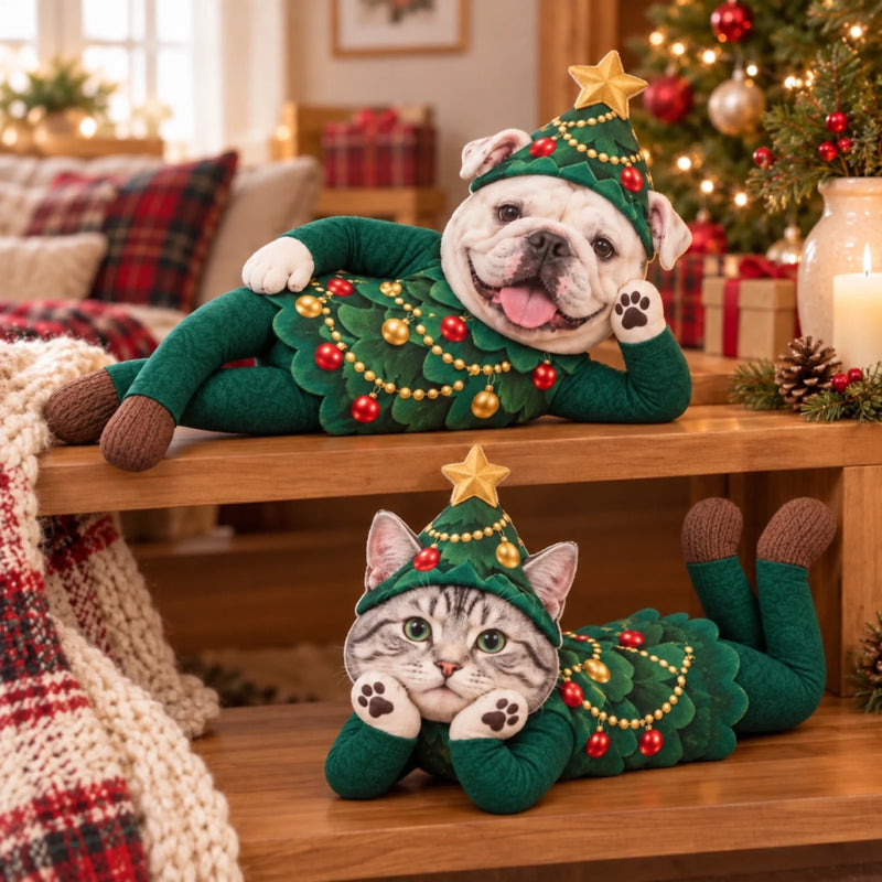 Custom Photo Christmas Tree Costume Gifts - Personalized Poseable Plush Doll