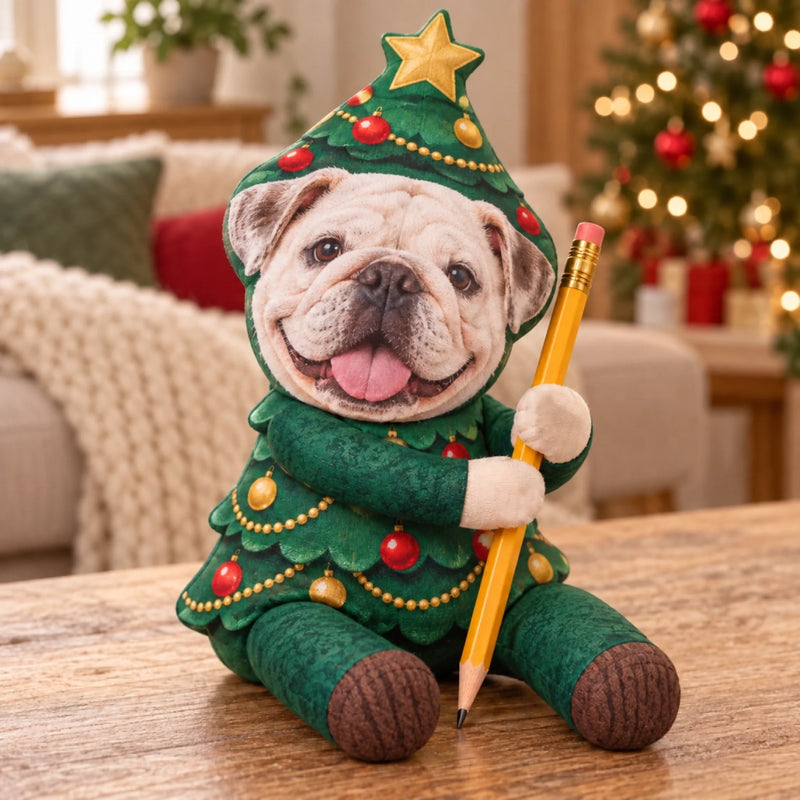 Custom Photo Christmas Tree Costume Gifts - Personalized Poseable Plush Doll