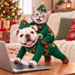 Custom Photo Christmas Tree Costume Gifts - Personalized Poseable Plush Doll