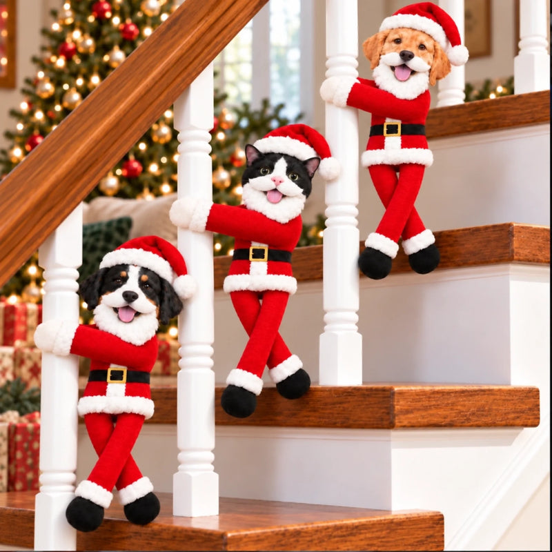 Custom Photo Santa Beard Christmas Gifts - Personalized Poseable Plush Doll