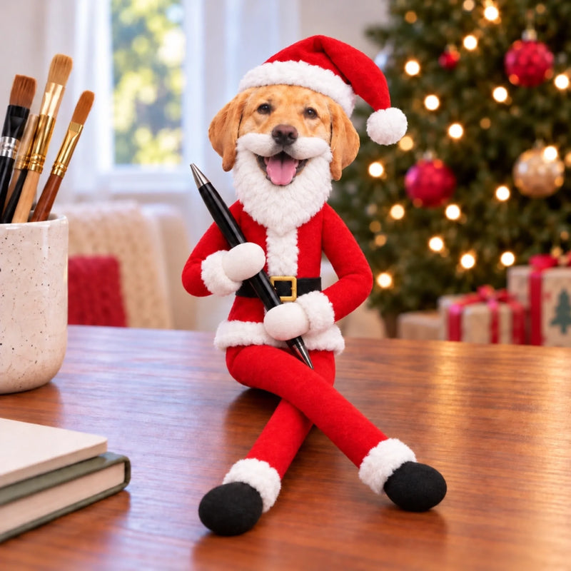 Custom Photo Santa Beard Christmas Gifts - Personalized Poseable Plush Doll