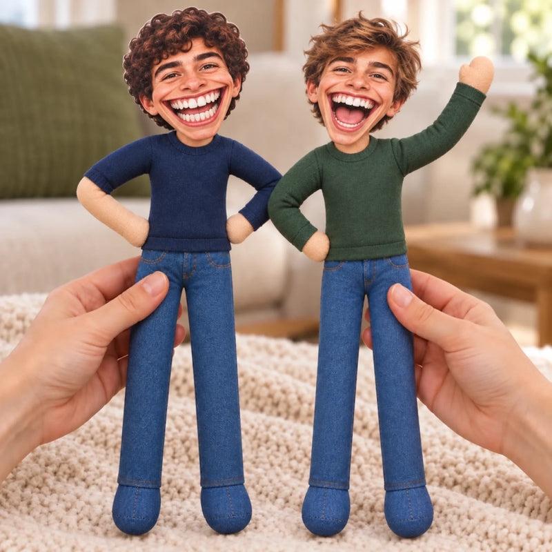 Custom Photo Funny Face Christmas Gifts - Personalized Poseable Plush Doll
