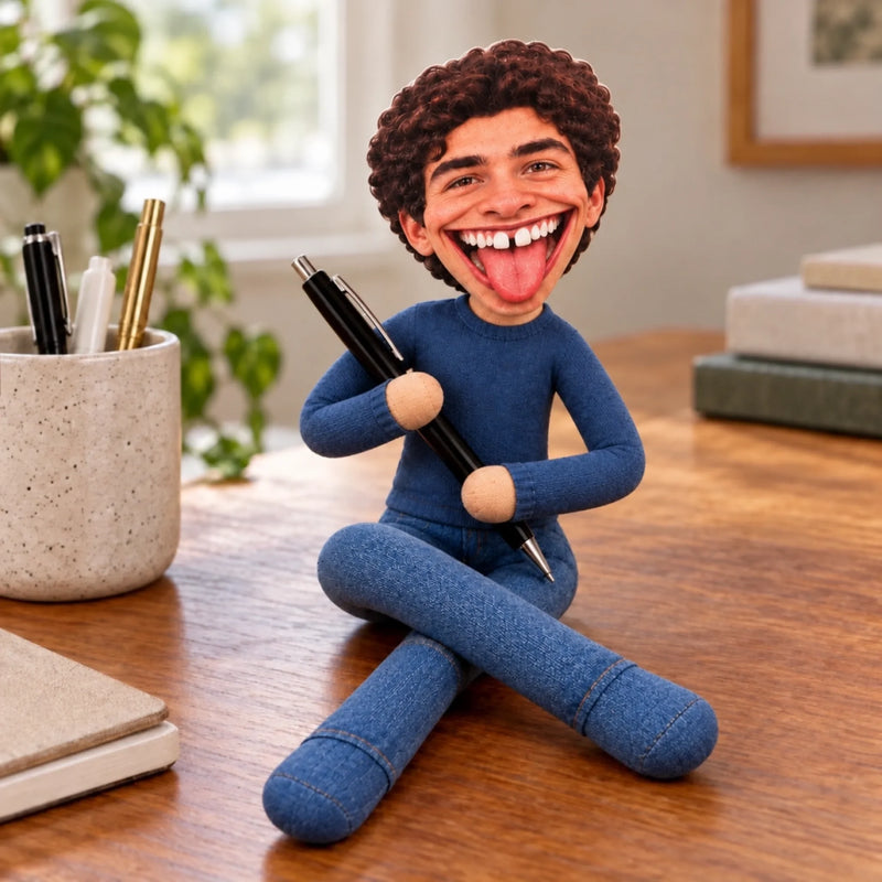 Custom Photo Funny Face Christmas Gifts - Personalized Poseable Plush Doll