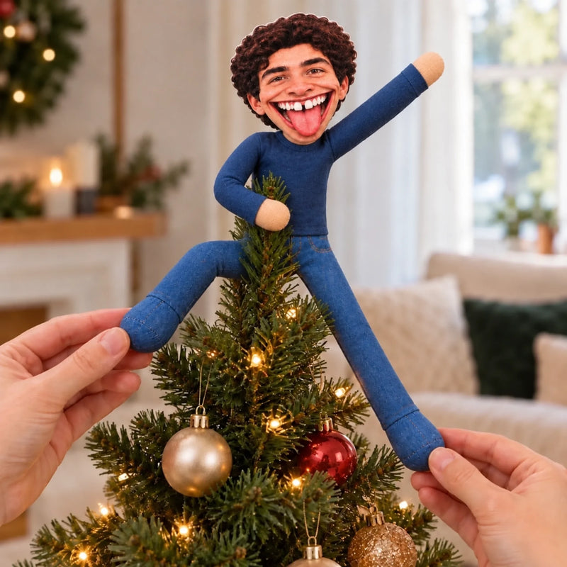 Custom Photo Funny Face Christmas Gifts - Personalized Poseable Plush Doll