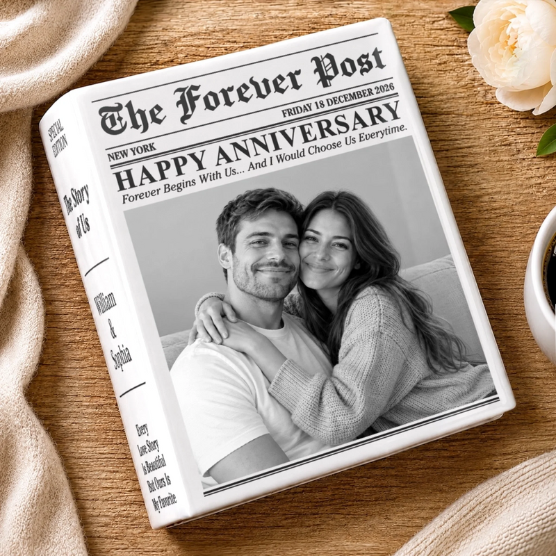 Custom Photo Anniversary Newspaper Gifts For Couples - Personalized Book Vase