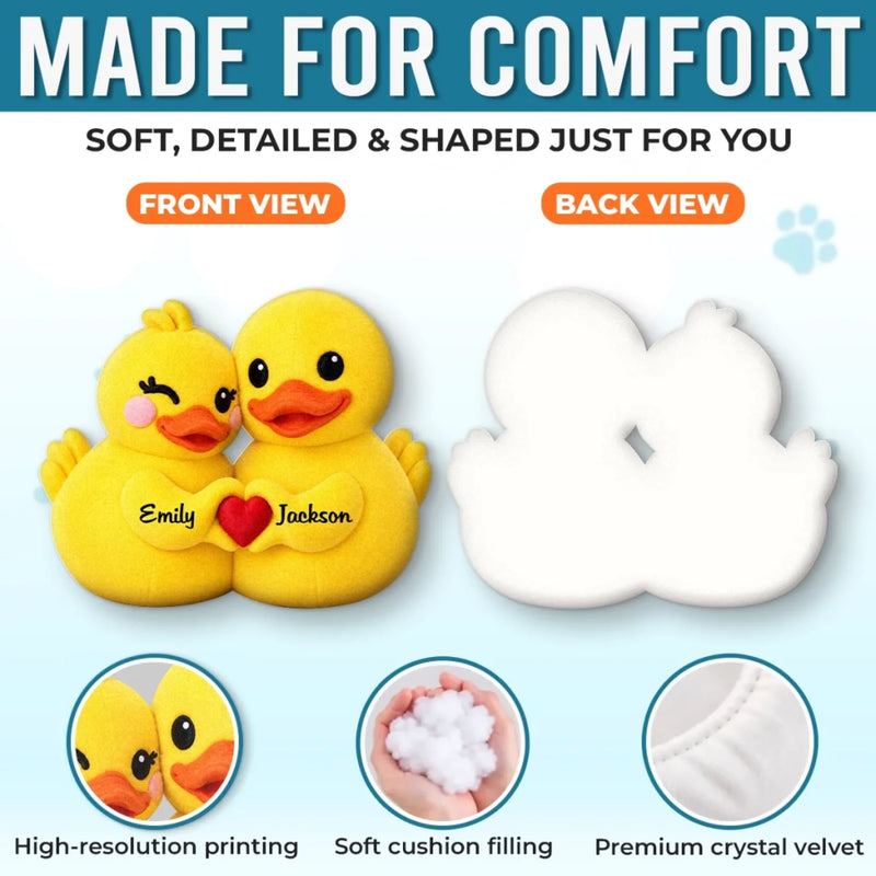 Custom Cute Duck Couple Gifts - Personalized Shaped Pillow