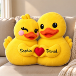 Custom Cute Duck Couple Gifts - Personalized Shaped Pillow