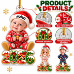 Custom Photo Santa Hat Holiday Pajama Kids Christmas Gifts - Personalized Acrylic Ornament