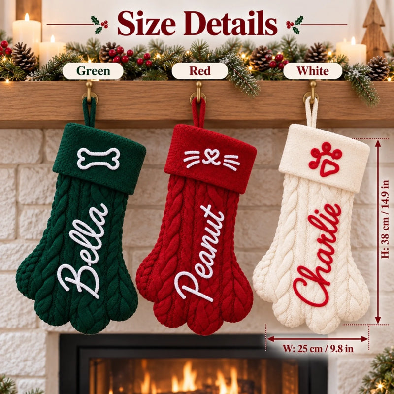 Custom Name Christmas Pet Stocking Dog Cat Gifts - Personalized Christmas Paw Stocking