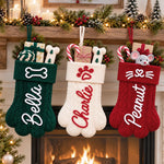 Custom Name Christmas Pet Stocking Dog Cat Gifts - Personalized Christmas Paw Stocking
