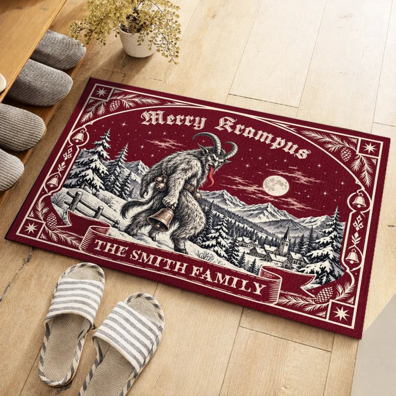 Custom Merry Krampus Family Christmas Gifts - Personalized Doormat