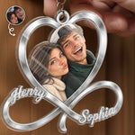 Custom Photo Infinity Heart Romantic Gifts For Couples - Personalized Shaped Acrylic Keychain