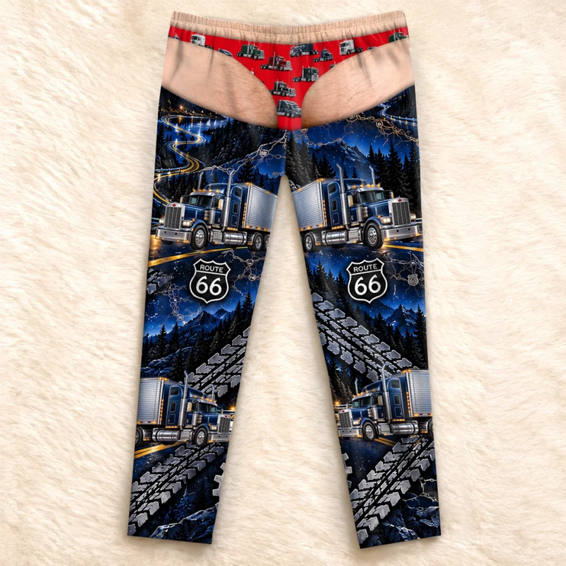 Custom Funny Semi Truck Route 66 Gifts for Truck Drivers - Personalized Pajama Pants