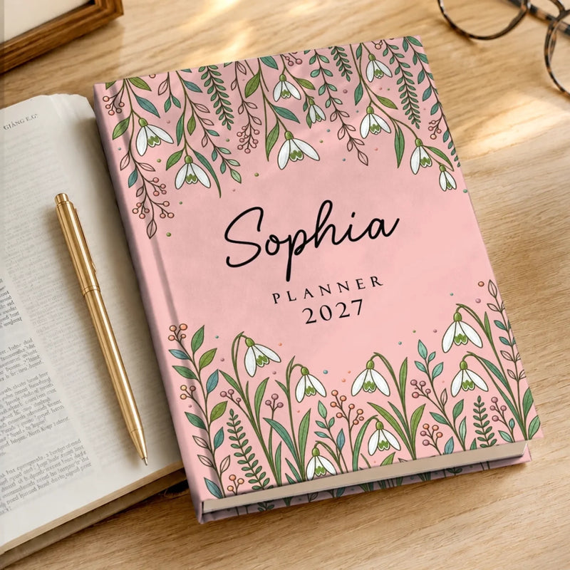 Custom Name Birth Month Flower Planner 2027 Gifts For Women - Personalized Hardcover Journal