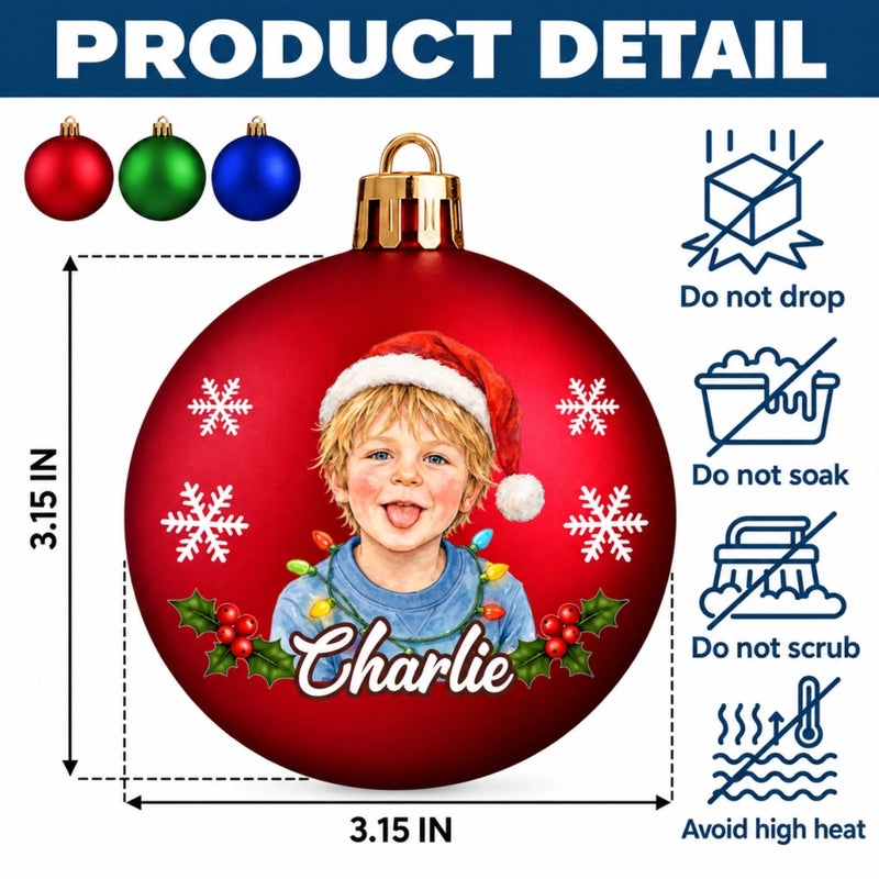 Custom Photo Christmas Keepsake Gifts For Family, Couples, Pet Lovers - Personalized Full Wrap Ball Ornament