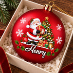 Custom Name Santa Reindeer Gingerbread Christmas Gifts For Family - Personalized Full Wrap Ball Ornament