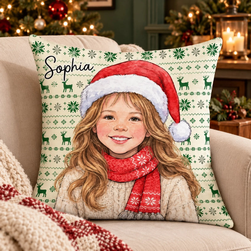 Custom Photo Christmas Sweater Kids Gifts For Family, Kids, Pet Lovers - Personalized Pillow