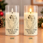 Custom Photo Anniversary Wedding Christmas Gifts For Couple, Husband Wife - Personalized LED Candle Light