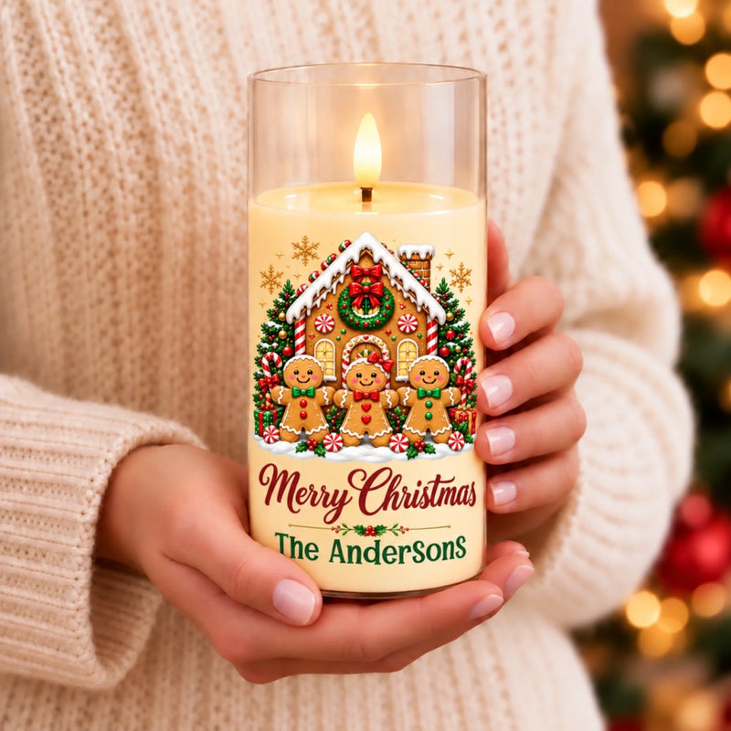 Custom Family Name Santa Christmas Decor - Personalized LED Candle Light