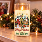 Custom Family Name Santa Christmas Decor - Personalized LED Candle Light