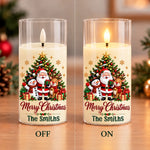 Custom Family Name Santa Christmas Decor - Personalized LED Candle Light
