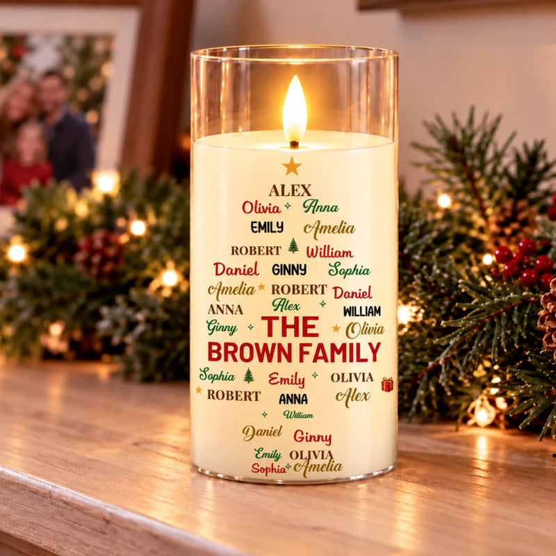 Custom Family Names Christmas Decor Gifts For Mom, Dad, Brother, Sister - Personalized LED Candle Light