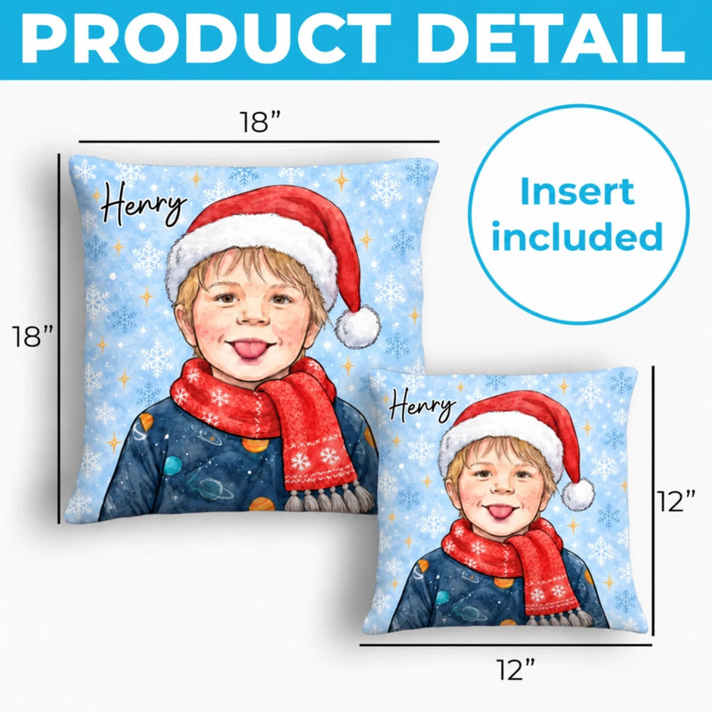 Custom Photo Christmas Snowflake Family Gifts For Family, Kids, Pet Lovers - Personalized Pillow
