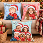 Custom Photo Christmas Snowflake Family Gifts For Family, Kids, Pet Lovers - Personalized Pillow