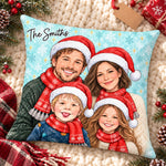 Custom Photo Christmas Snowflake Family Gifts For Family, Kids, Pet Lovers - Personalized Pillow