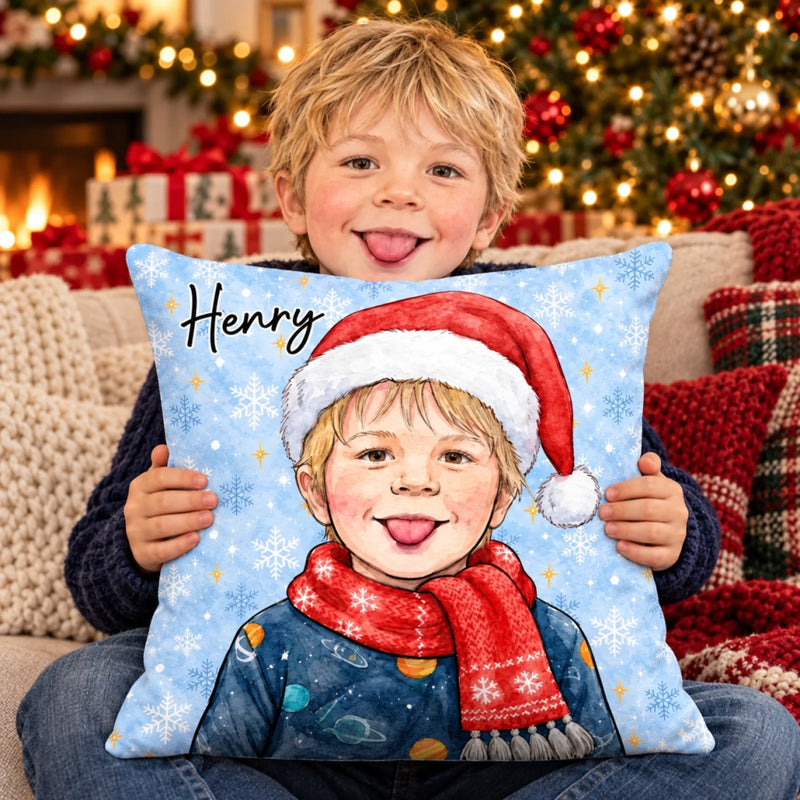 Custom Photo Christmas Snowflake Family Gifts For Family, Kids, Pet Lovers - Personalized Pillow