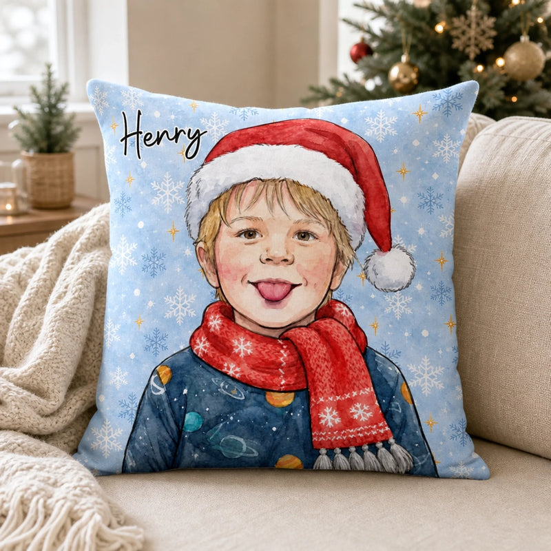 Custom Photo Christmas Snowflake Family Gifts For Family, Kids, Pet Lovers - Personalized Pillow