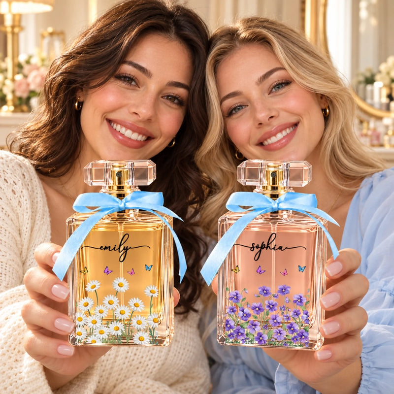 Custom Wildflower And Butterfly Gifts For Her - Personalized Refillable Perfume Bottle
