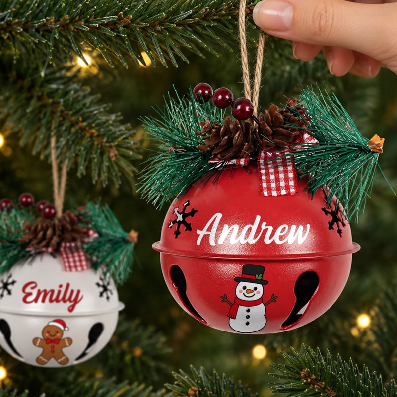 Custom Name Festive Character Family Christmas Gifts - Personalized Jingle Bell Ornament