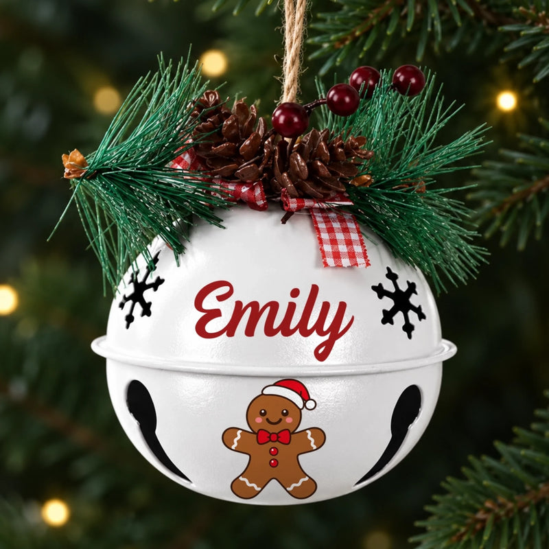 Custom Name Festive Character Family Christmas Gifts - Personalized Jingle Bell Ornament