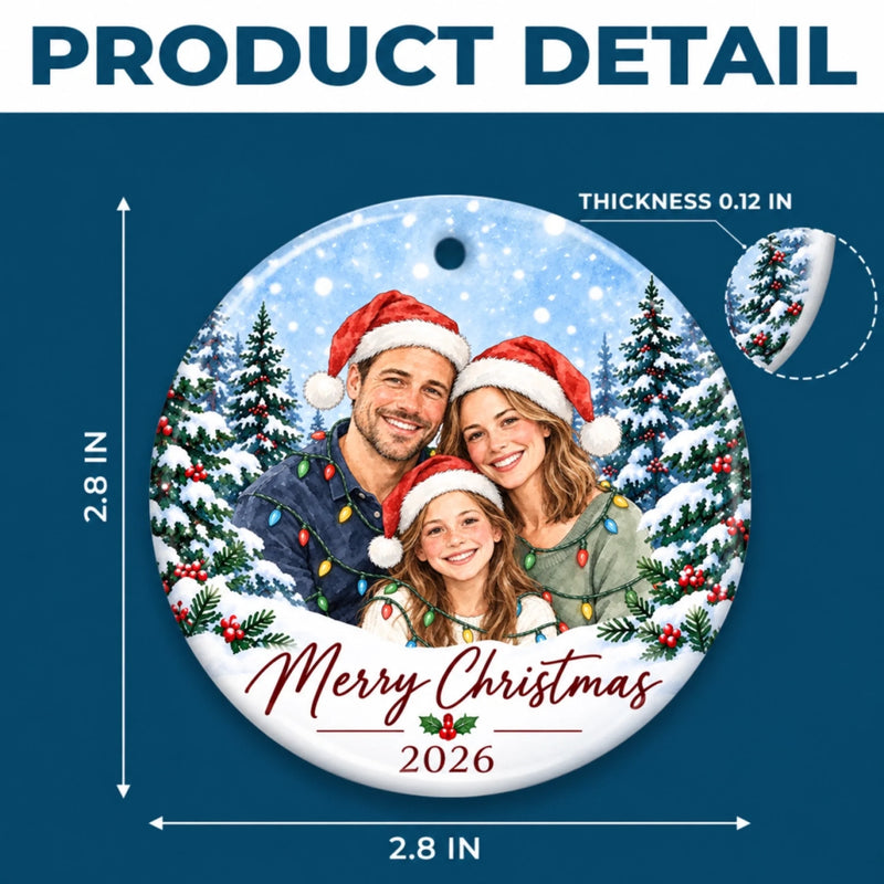 Custom Photo Merry Moments Together Christmas  Gifts For Family, Couples, Kids, Pet Lovers - Personalized Ceramic Ornament