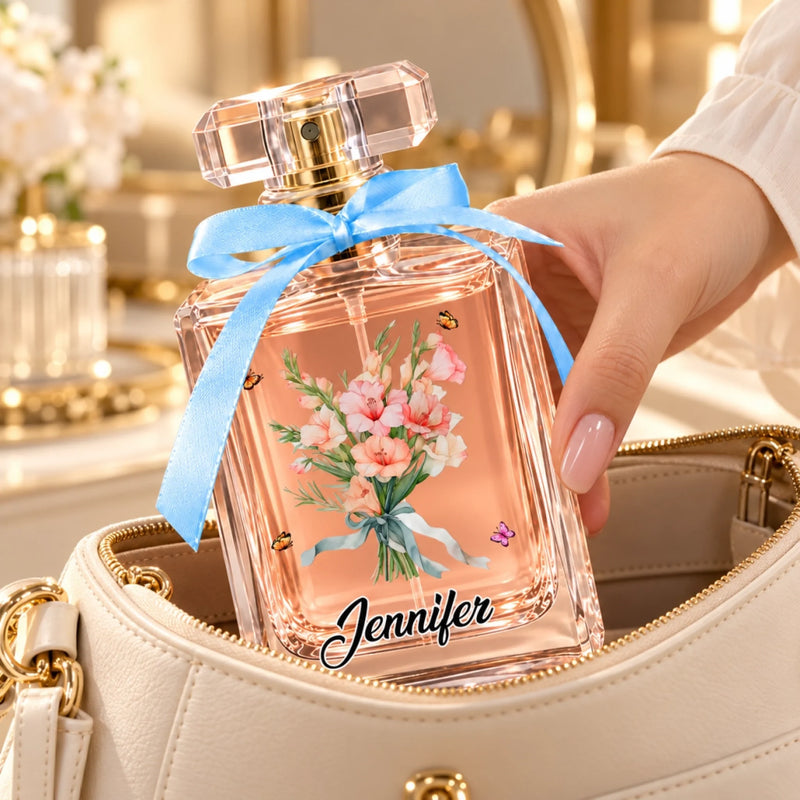 Custom Name Floral Bouquet Gifts - Personalized Refillable Perfume Bottle